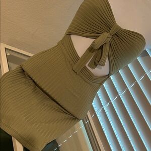 Windsor Olive Backless Ribbed Dress
